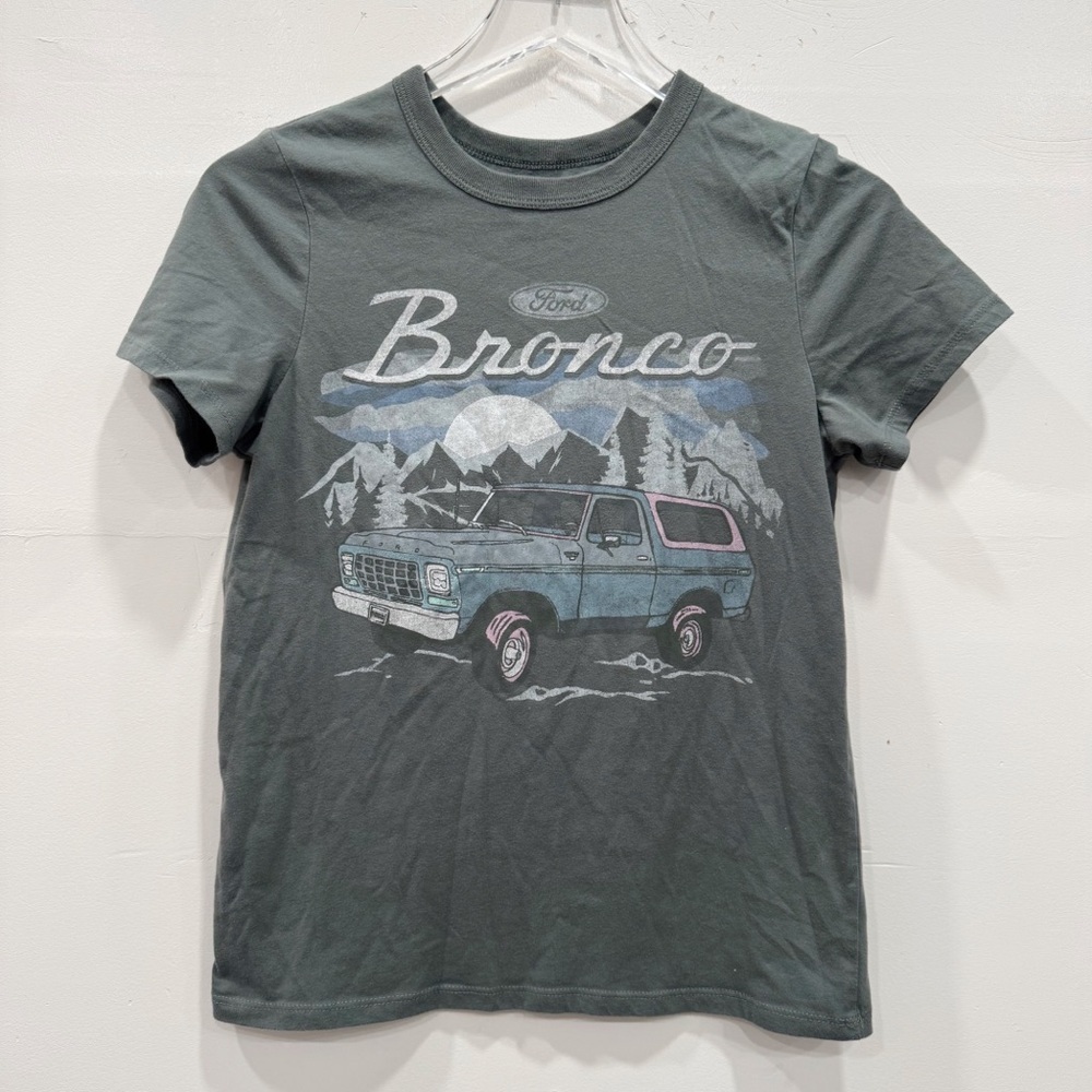 Ford Bronco Casual Short Sleeve Tee Shirt Gray XS Cotton Blend Summer